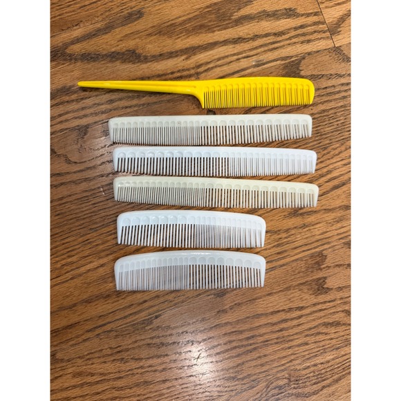 tupperware Other - Vintage Tupperware Hair Combs Set of 6 Yellow White Rat Tail Styling